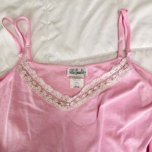 Character Pink Double Strap Cami Tank Top with Floral Lace Trim Large